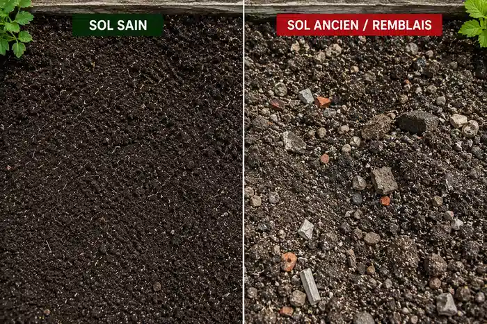 Comparaison entre sol homogène et sol ancien avec remblais