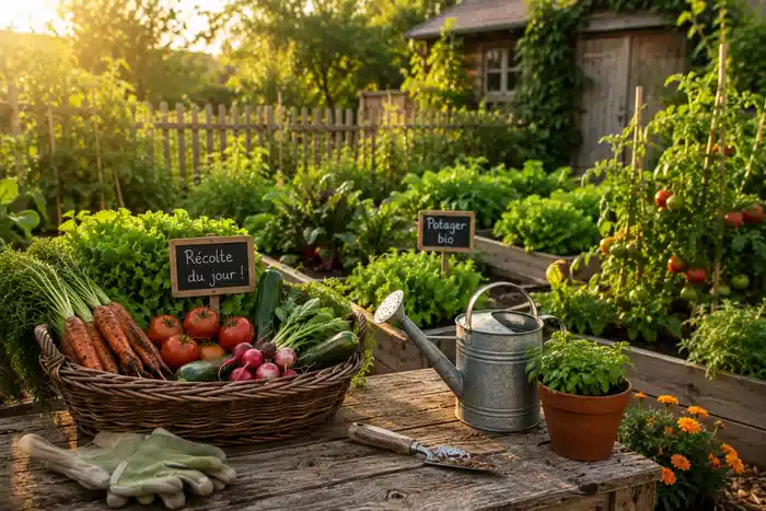 Rapport d’analyse de sol et éléments de jardinage sur une table