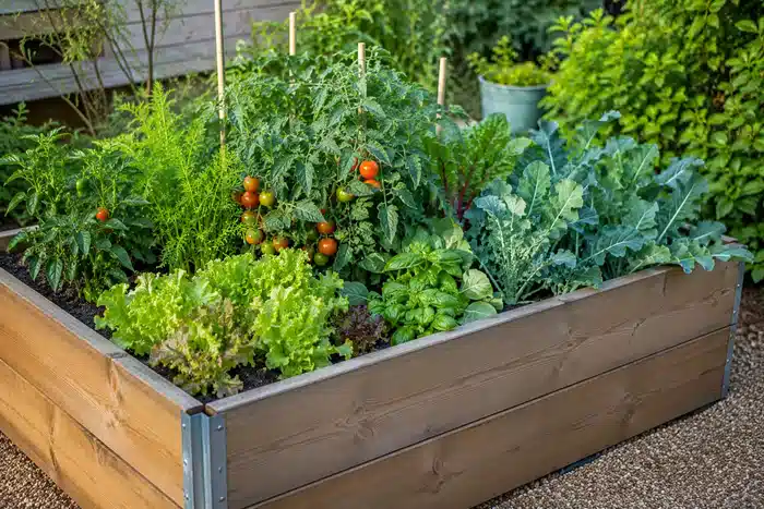 Potager propre en bac hors-sol séparé du sol existant